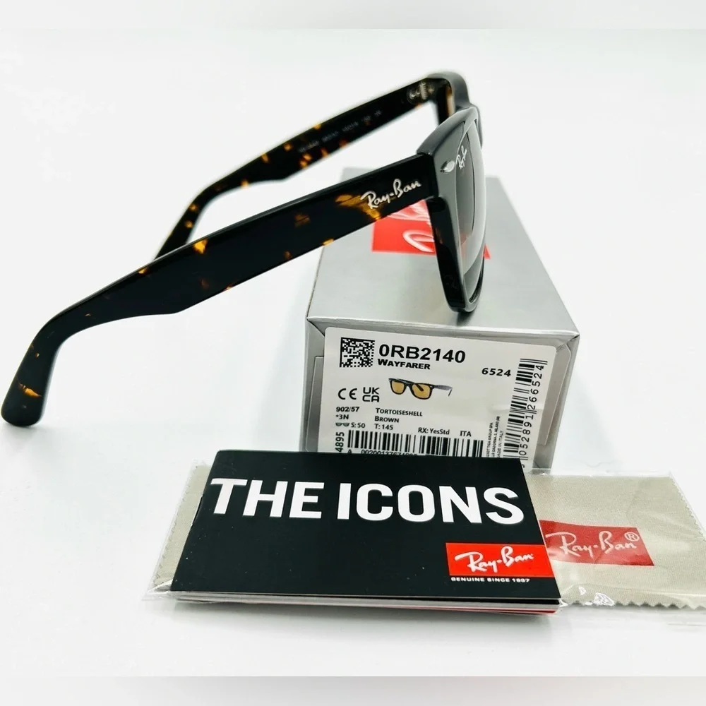 Ray-Ban Tortoiseshell Black Frame Brown Lenses Wayfarer Sunglasses